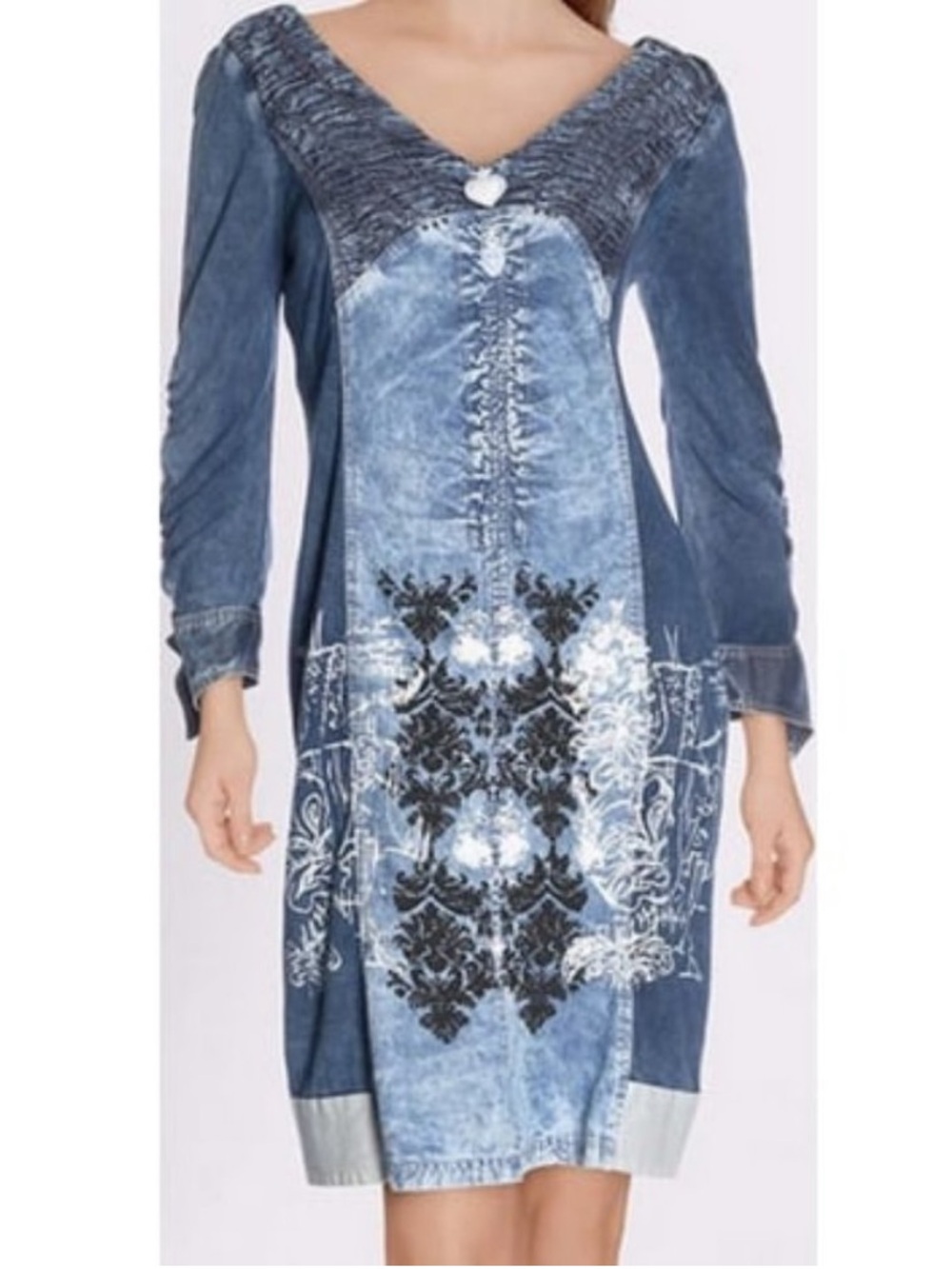 Elisa Cavaletti Daniela Dallavalle Denim Lagenlook Boho Art Print blue Dress Sm